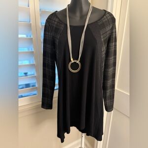 🖤🩶 Yest Black and Gray Plaid Long Sleeve Dress Size XS